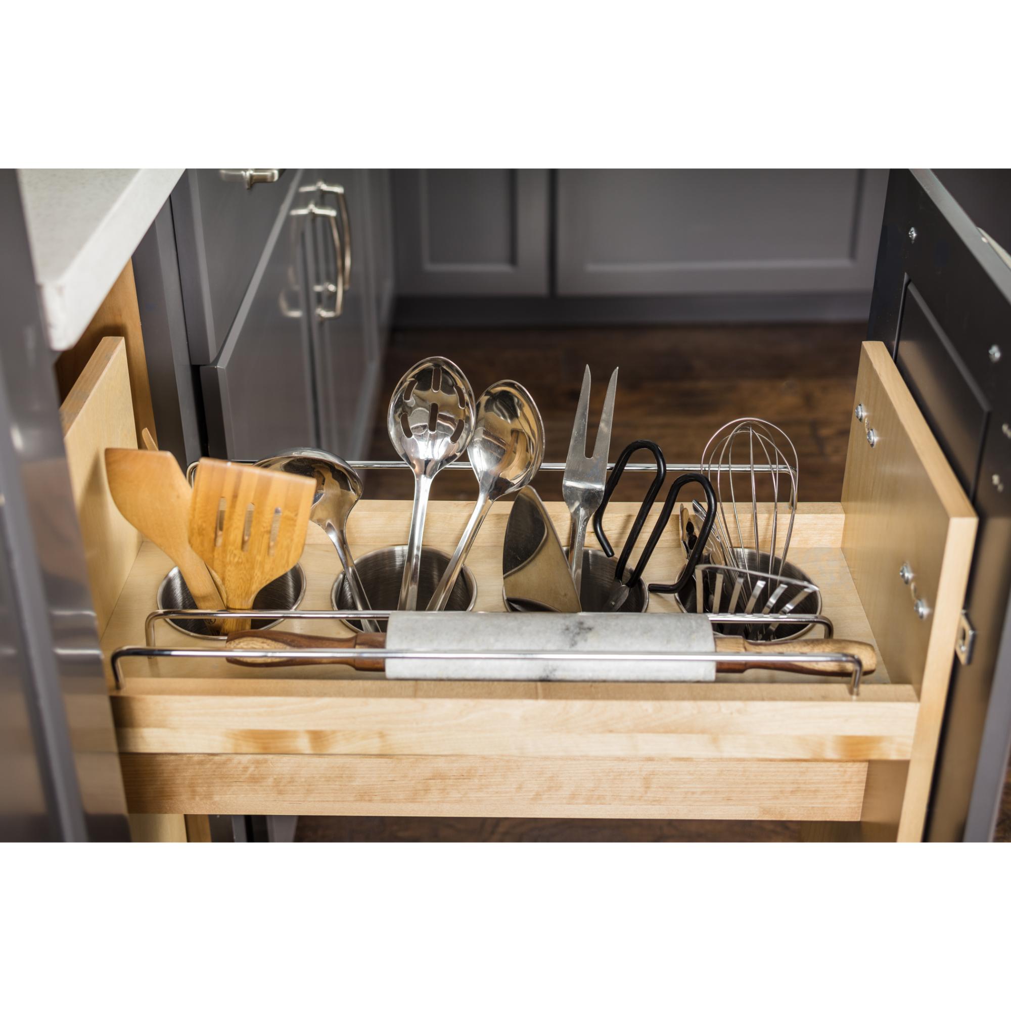 5" "No Wiggle" Utensil Bin Soft-close Base Cabinet Pullout | KitchBath
