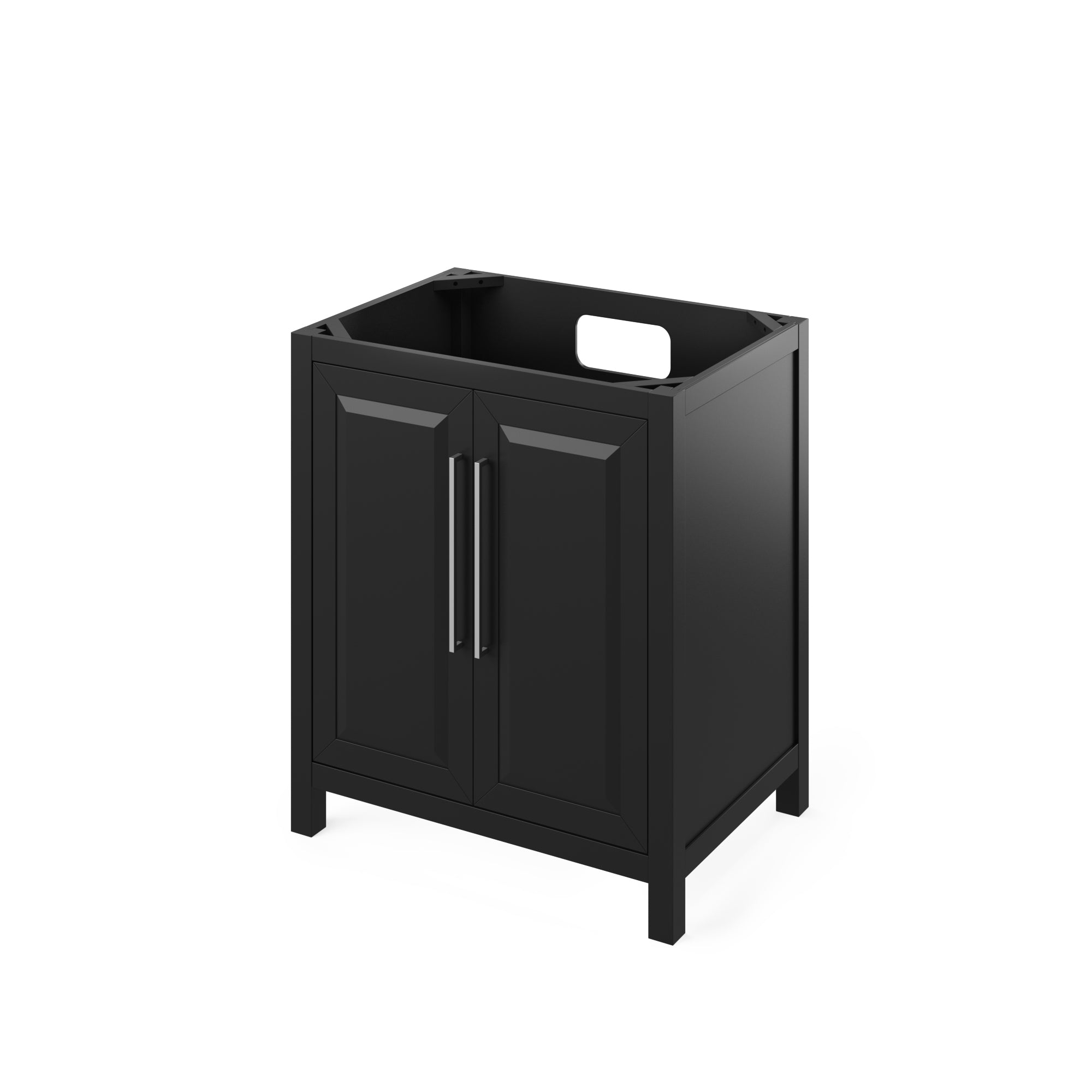30" Black Cade Vanity, Steel Grey Cultured Marble Vanity Top, undermount rectangle bowl | KitchBath