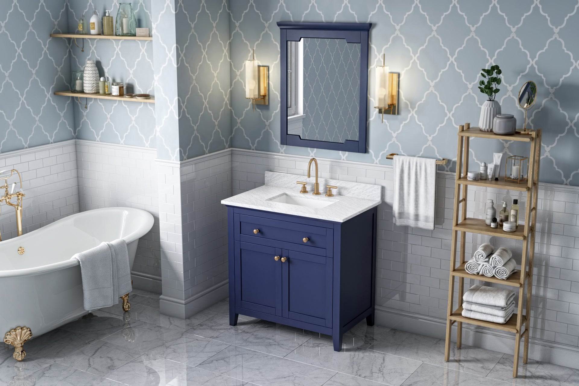 28" W x 1-1/2" D x 34" H Hale Blue Chatham mirror | KitchBath