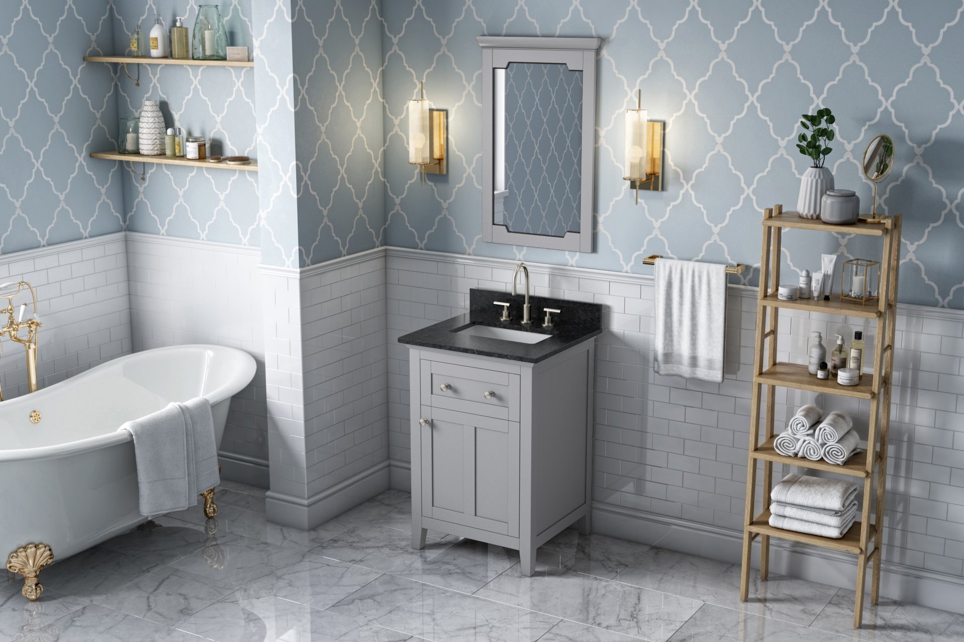 22" W x 1-1/2" D x 34" H Grey Chatham mirror | KitchBath
