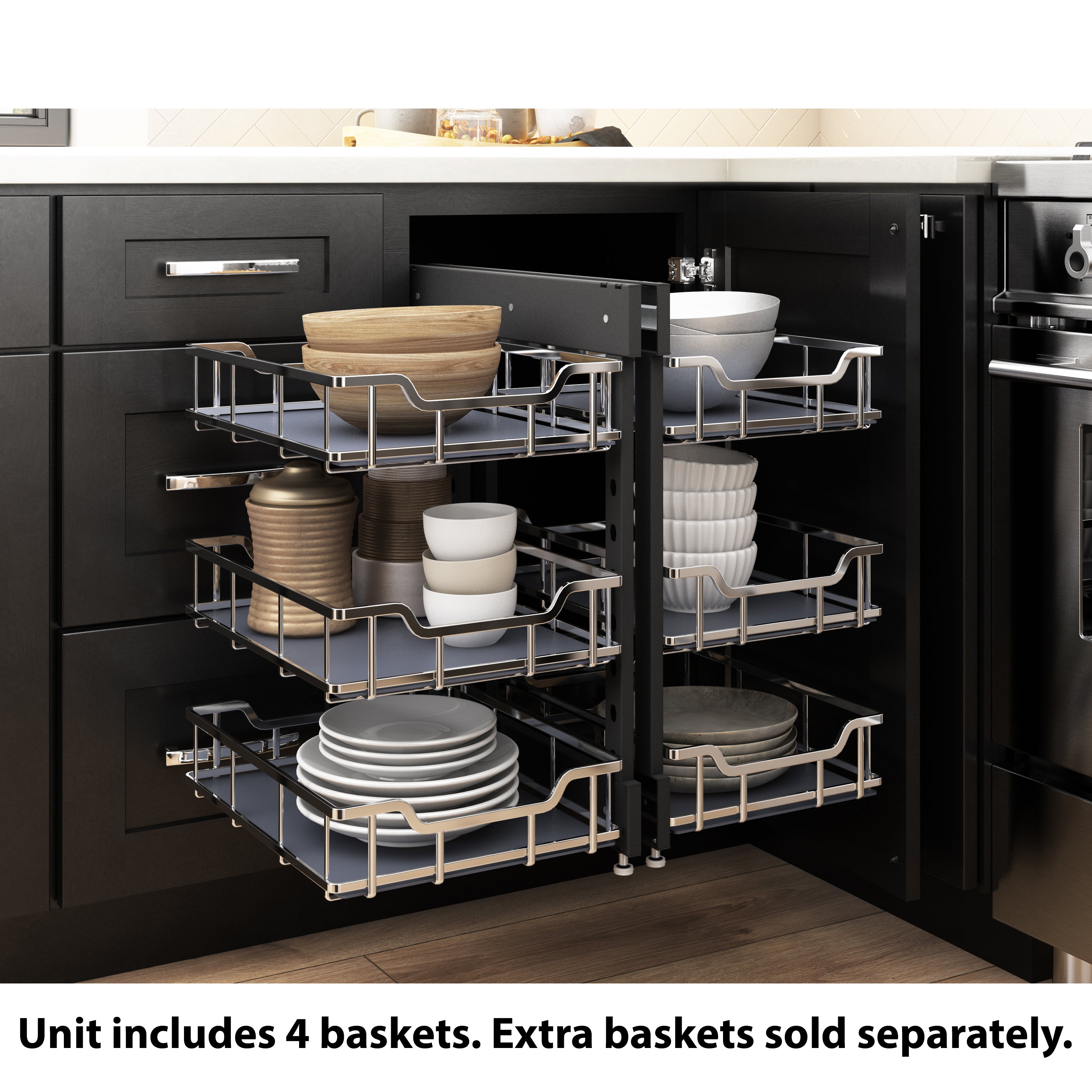 15" Polished Chrome STORAGE WITH STYLE® Full-Height Blind Corner Organizer | KitchBath