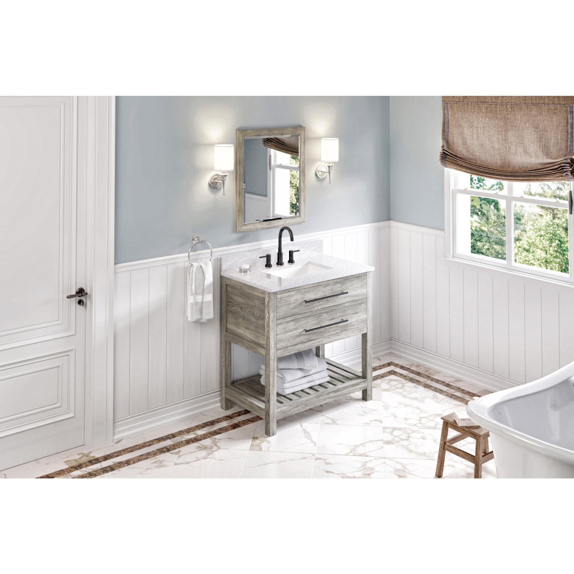 36" Weathered Grey Wavecrest Vanity | KitchBath